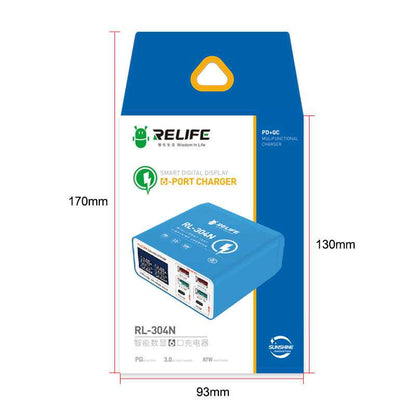 Nabíjačka Stanica Relife RL-304N, 87W, 3A, 2 x USB-C - 4 x USB-A, Modrá