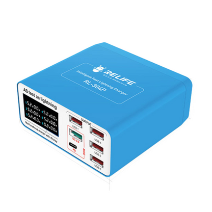 Nabíjačka Stanica Relife RL-304P, 40W, 3A, 1 x USB-C - 5 x USB-A, Modrá