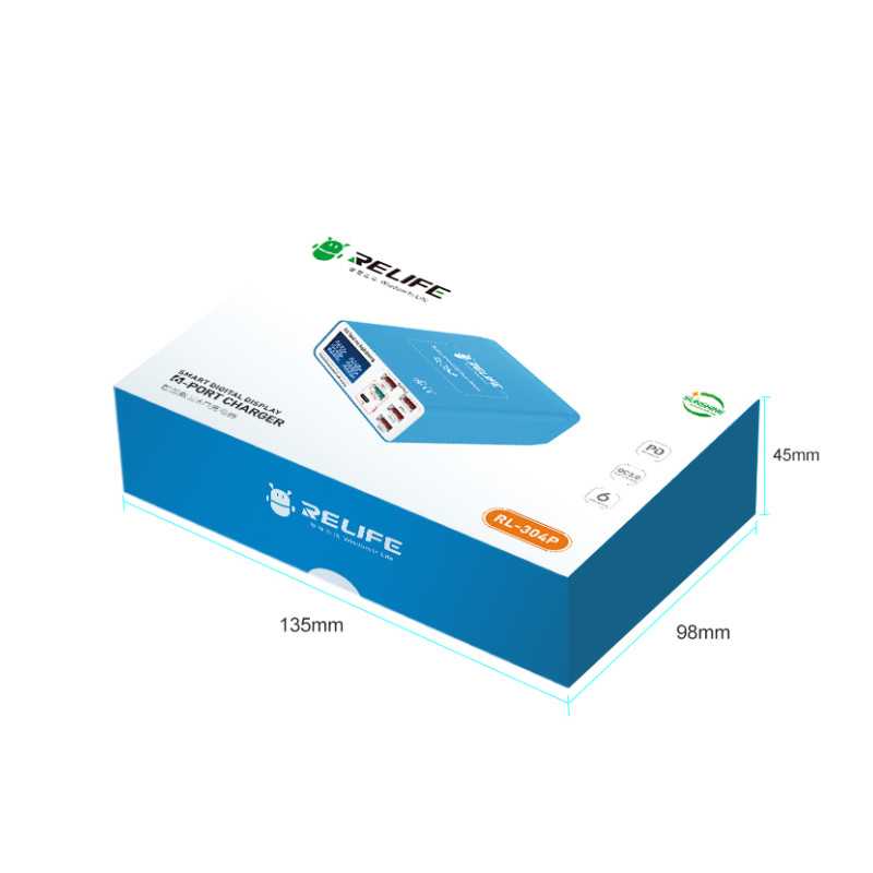 Nabíjačka Stanica Relife RL-304P, 40W, 3A, 1 x USB-C - 5 x USB-A, Modrá