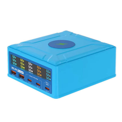 Nabíjačka Stanica Relife RL-304R QI, 260W, 3A, 2 x USB-A - 3 x USB-C, Modrá