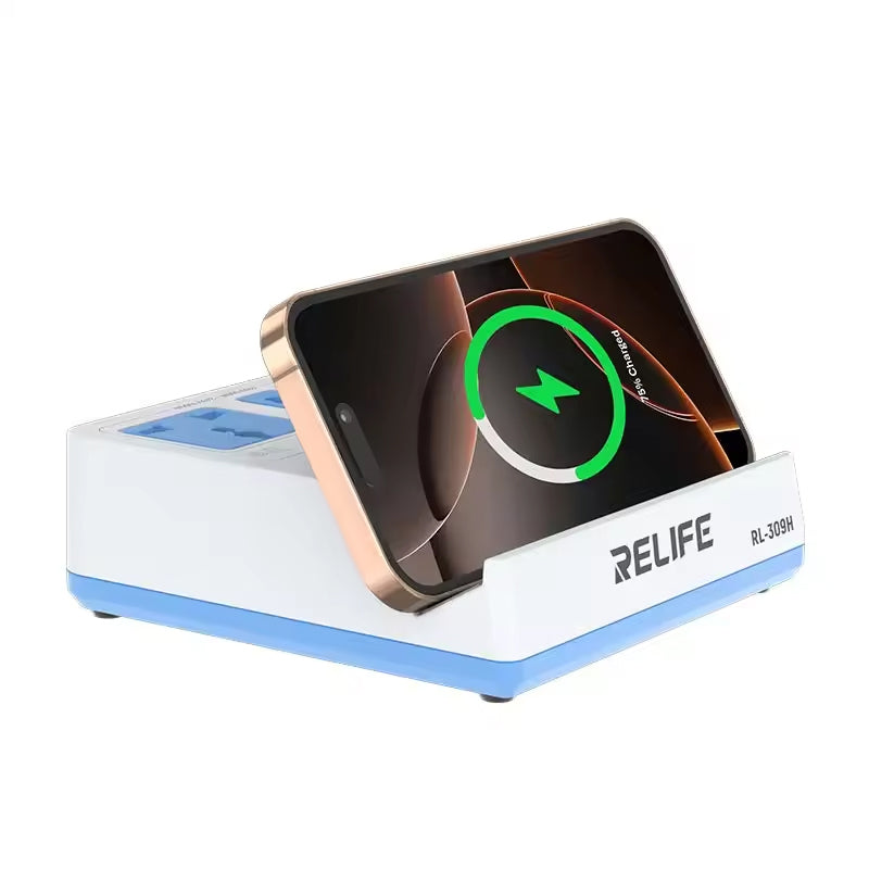 Nabíjačka stanica Relife RL-309H QI, 72W, 1 x USB-A - 3 x USB-C, biela