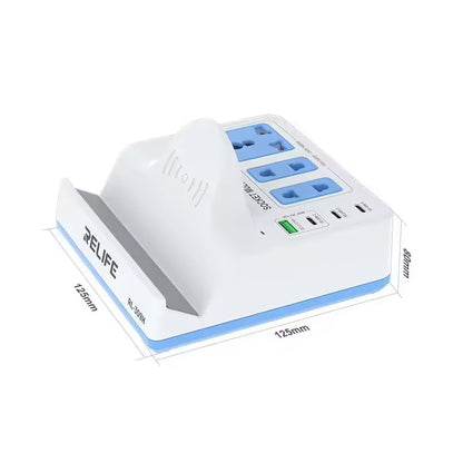 Nabíjačka stanica Relife RL-309H QI, 72W, 1 x USB-A - 3 x USB-C, biela