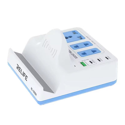 Nabíjačka stanica Relife RL-309H QI, 72W, 1 x USB-A - 3 x USB-C, biela