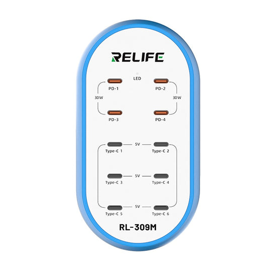 Nabíjačka stanice Relife RL-309M, 72W, 10 x USB-C, Modrá