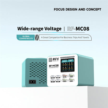 Nabíjačka Stanice RF4 RF-MC08, 150W, 5A, 4 x USB-A - 4 x USB-C, Tyrkysová