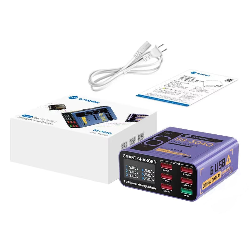 Nabíjačka Stanica Sunshine SS-304Q, 30W, 3.5A, 6 x USB-A, Fialová