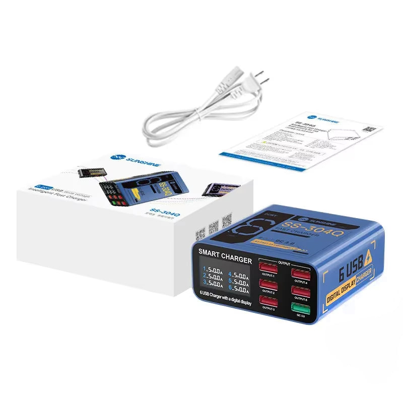 Nabíjačka Stanica Sunshine SS-304Q, 30W, 3.5A, 6 x USB-A, Modrá