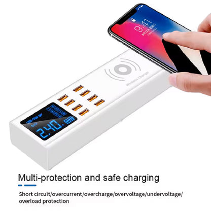 Nabíjací stanica Sunshine SS-309WD QI, 40W, 2.4A, 8 x USB-A, Biela