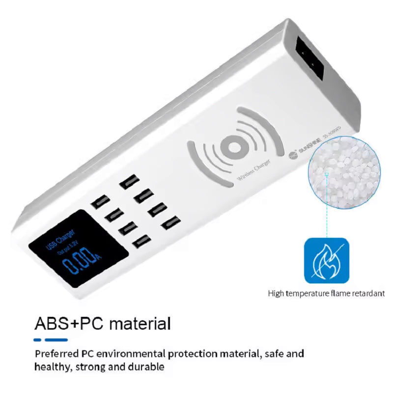Nabíjací stanica Sunshine SS-309WD QI, 40W, 2.4A, 8 x USB-A, Biela