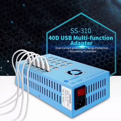 Nabíjačka stanice Sunshine SS-310, 40 x USB-A, modrá