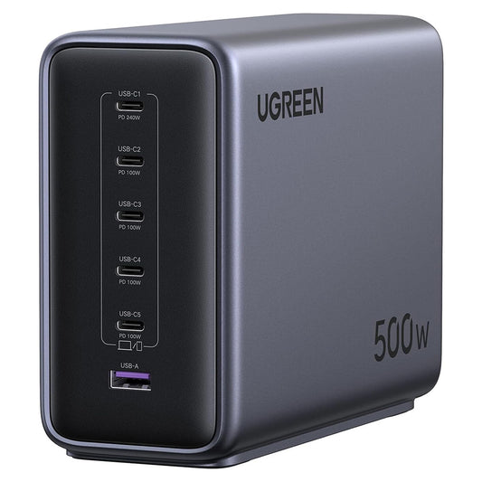 Nabíjačka Stanica UGREEN Nexode X759 (55550B), 500W, 5A, 1 x USB-A - 5 x USB-C, Sivá