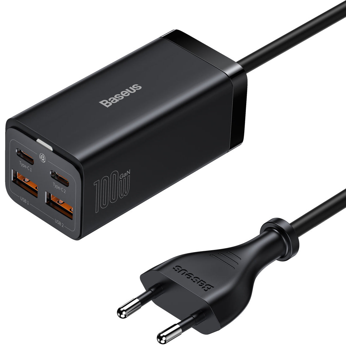 Nabíjačka Stanica USB-C Baseus GaN3 Pro, 100W, 5A, 2 x USB-A - 2 x USB-C, Čierna, Znovu zapečatená CCGP000101