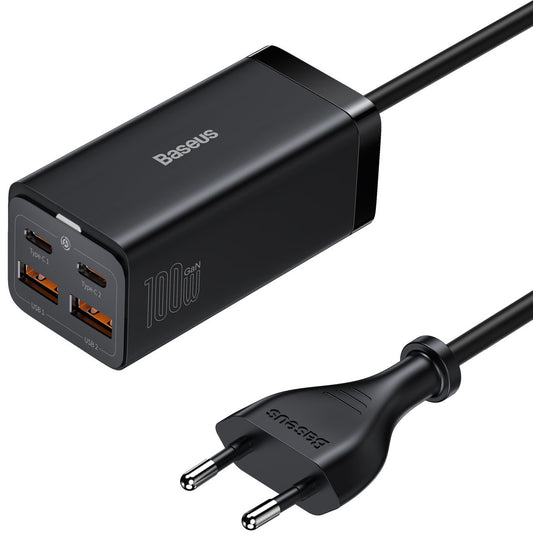 Baseus GaN3 Pro USB-C Charging Station, 100W, 5A, 2 x USB-A - 2 x USB-C, Black, Resealed CCGP000101