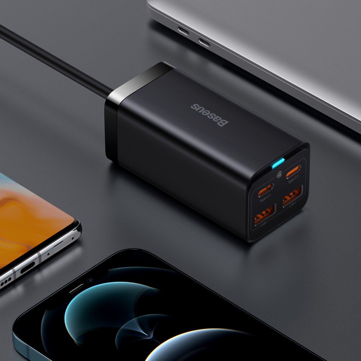 Nabíjačka Stanica USB-C Baseus GaN3 Pro, 100W, 5A, 2 x USB-A - 2 x USB-C, Čierna, Znovu zapečatená CCGP000101