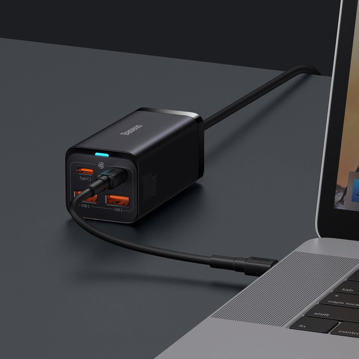 Nabíjačka Stanica USB-C Baseus GaN3 Pro, 100W, 5A, 2 x USB-A - 2 x USB-C, Čierna, Znovu zapečatená CCGP000101