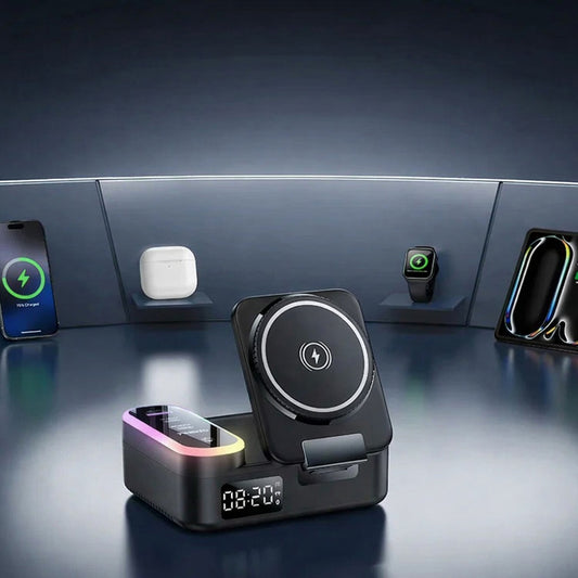 Nabíjačka stanica Yesido DS38 Display QI 3v1, 65W, 3A, 1 x USB-A - 2 x USB-C, Čierna