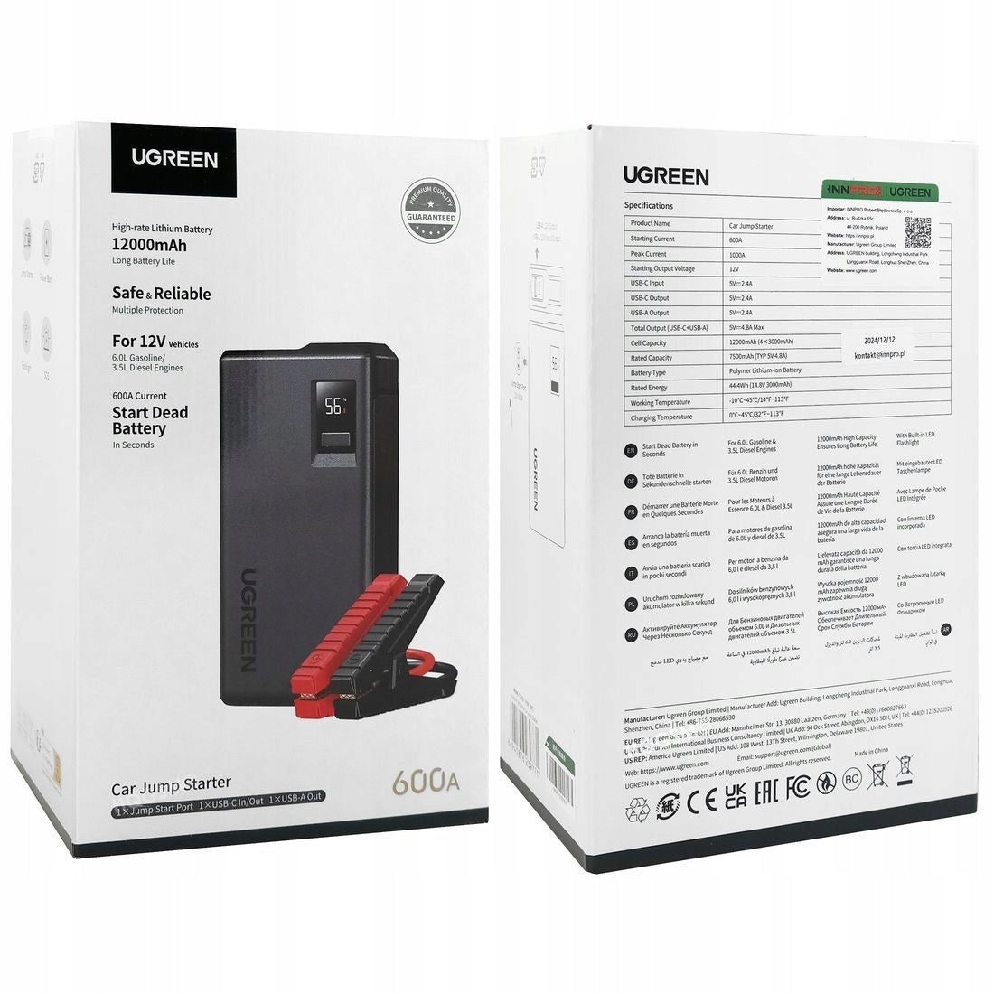 Auto Jump Starter UGREEN ES702, 1000A