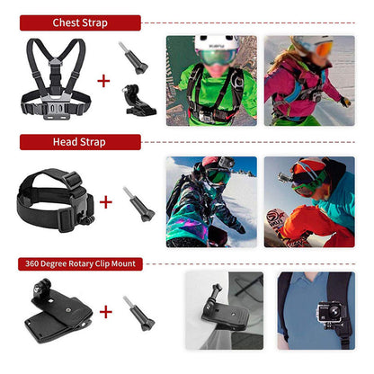 Sada príslušenstva pre športovú kameru Techsuit SA15 pre GoPro / SJCAM Series, 15v1, Čierna