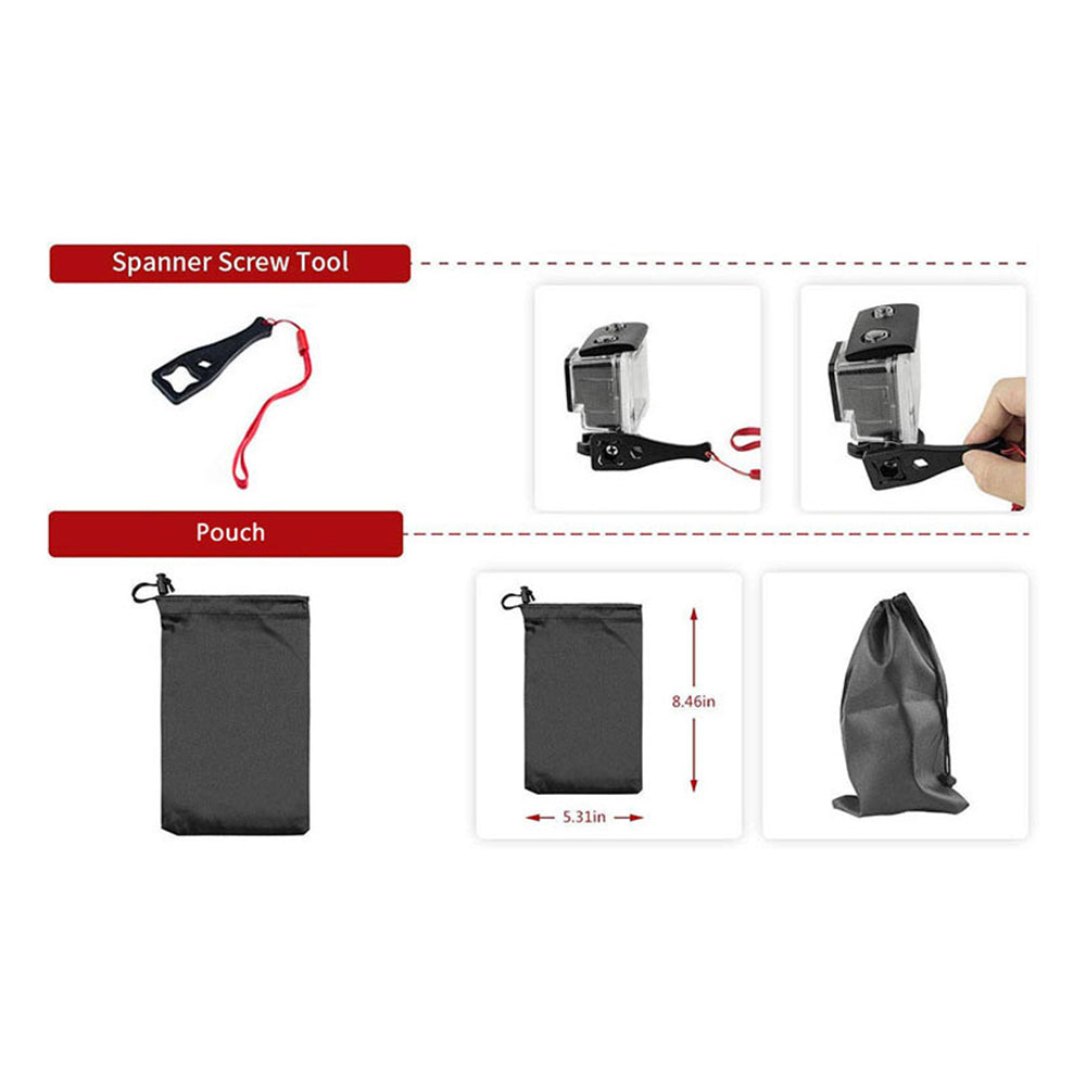 Sada príslušenstva pre športovú kameru Techsuit SA15 pre GoPro / SJCAM Series, 15v1, Čierna