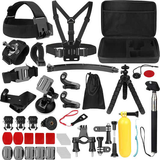 Sada príslušenstva pre športovú kameru Techsuit SA50 pre GoPro / SJCAM sériu, 50v1, čierna