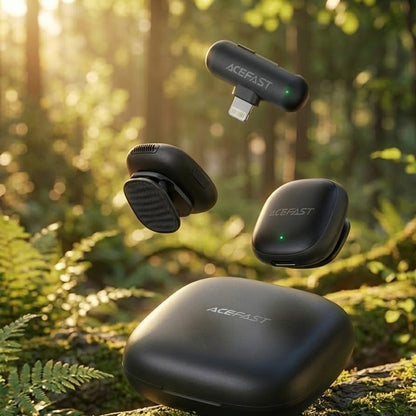 Lavaliera Acefast R1, Lightning, Sada 2 kusy, Čierna