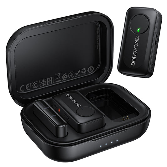 Lavalierový mikrofón Borofone BFK17 Lemai, USB-C, Sada 2 kusy, Čierna
