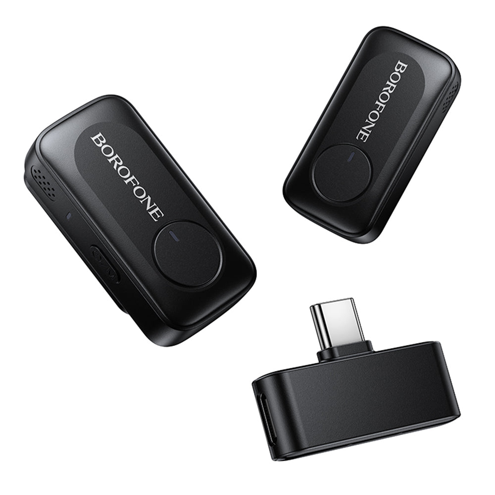 Lavalierový mikrofón Borofone BFK17 Lemai, USB-C, Sada 2 kusy, Čierna
