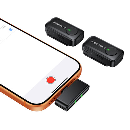Lavalierový mikrofón Borofone BFK17 Lemai, USB-C, Sada 2 kusy, Čierna