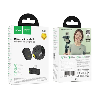 Lavaliera HOCO L21, USB-C, Čierna