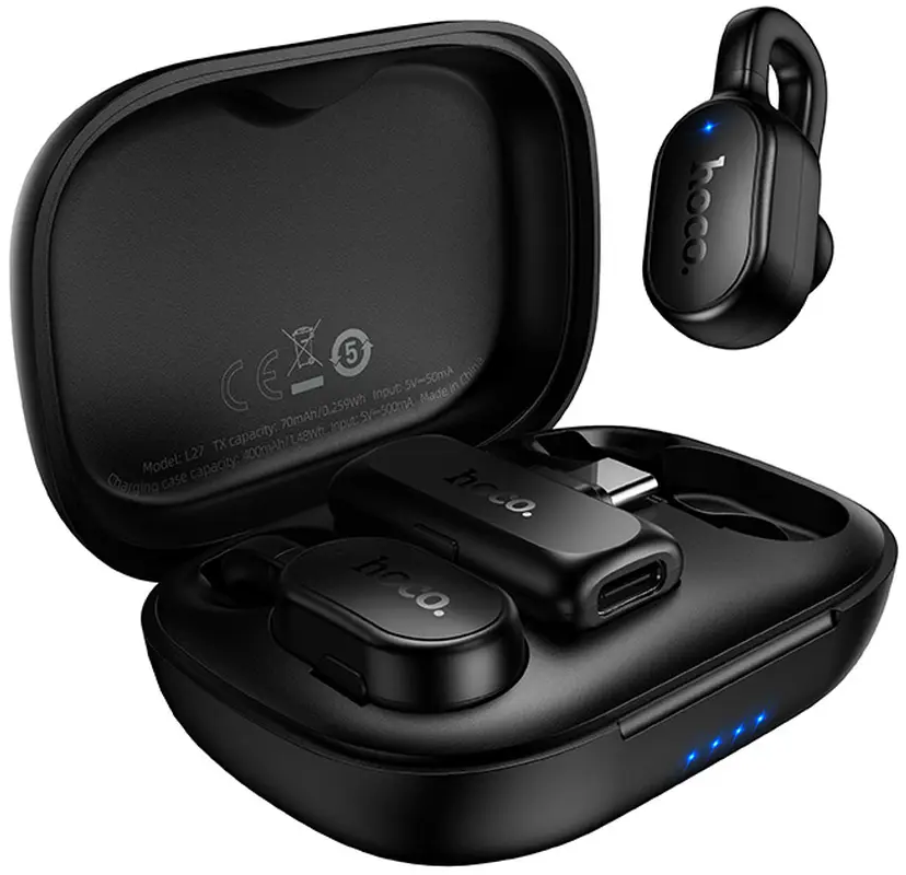 Lavaliera HOCO L27, USB-C, Sada 2 kusy, Čierna