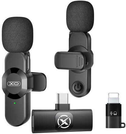 Lavaliera XO Design MC14 Dual, USB-C / Lightning, Sada 2 kusy, Čierna