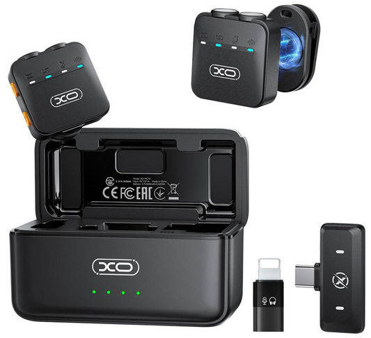 Lavaliera XO Design MC15 Dual, USB-C / Lightning, Sada 2 kusy, Čierna