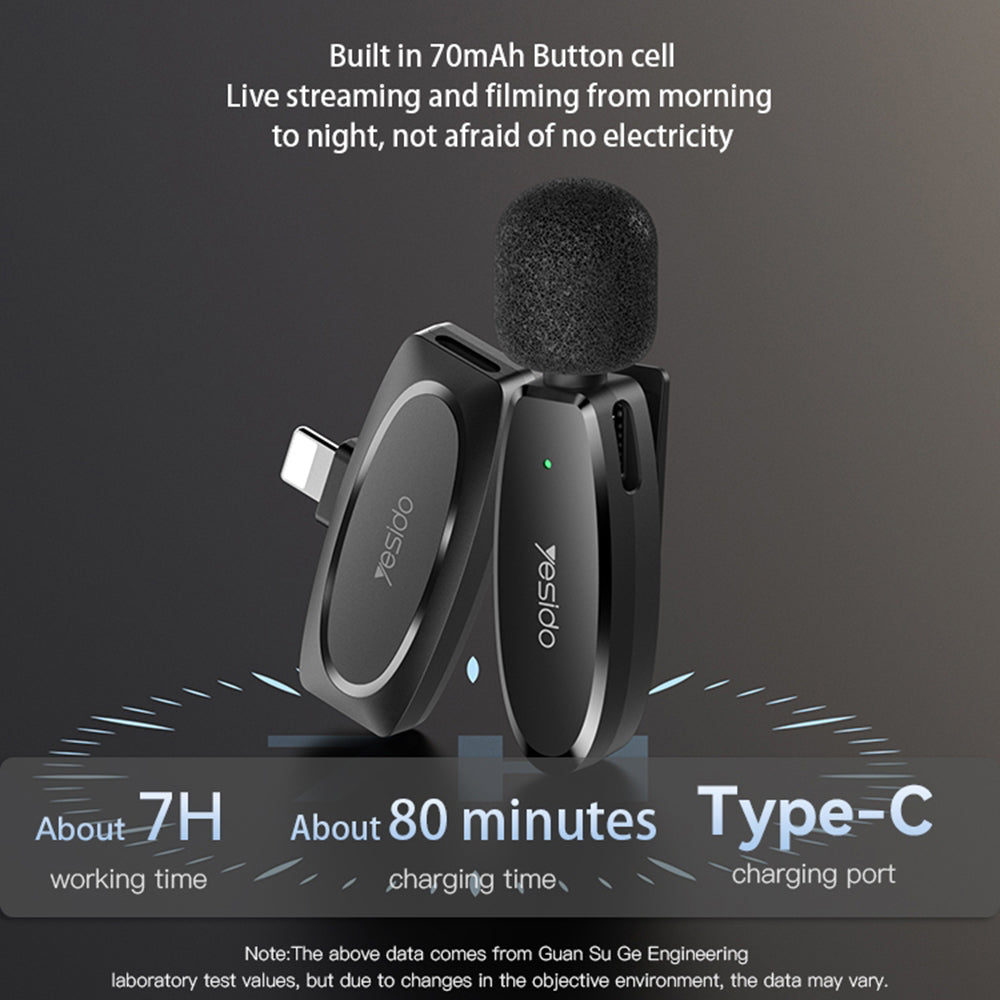 Lavaliera Yesido KR15, USB-C / Lightning, Sada 2 kusy, Čierna