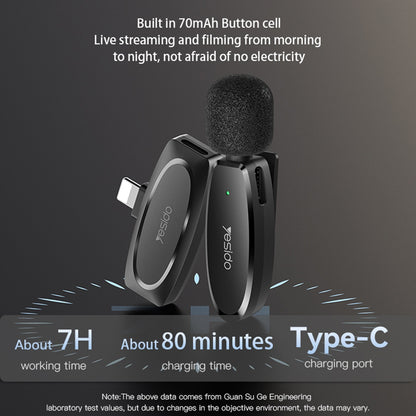 Lavaliera Yesido KR15, USB-C / Lightning, Sada 2 kusy, Čierna