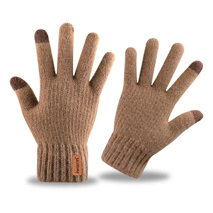 Dotykové zimné rukavice Iwarm ST0016, veľkosť 22 cm, hnedé