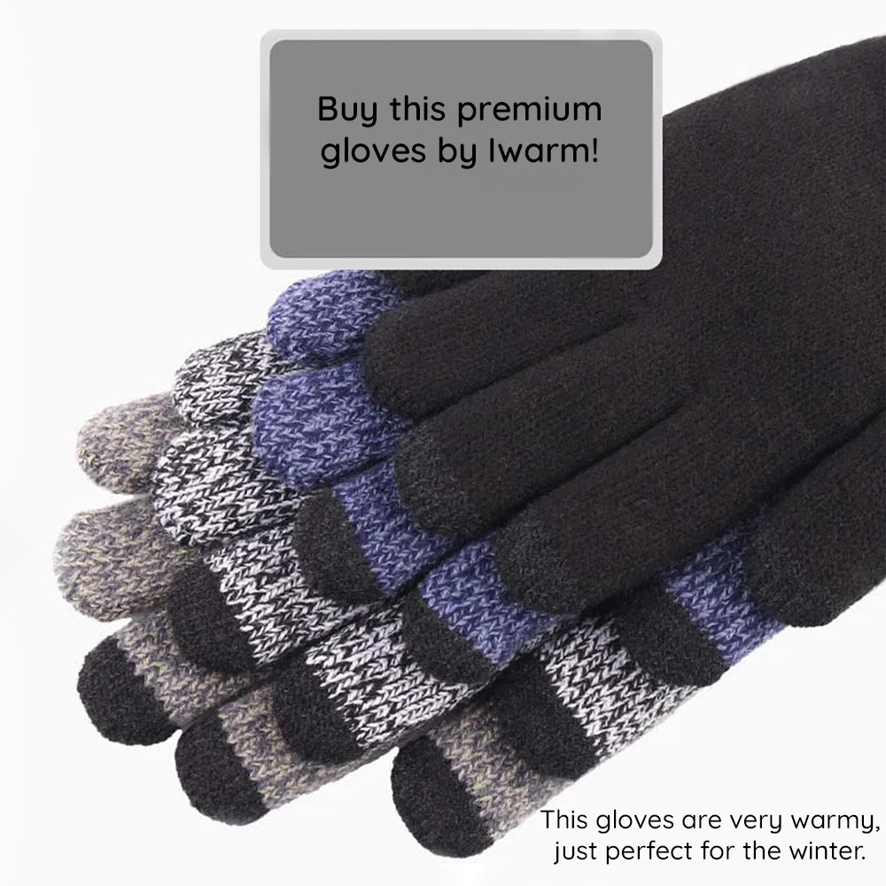Dotykové zimné rukavice Iwarm ST0018, veľkosť 23 cm, čierno-sivé