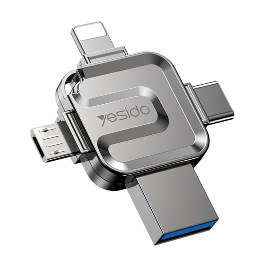 Externá pamäť USB-A 3.0 / Lightning / USB-C / microUSB Yesido FL15, 128Gb