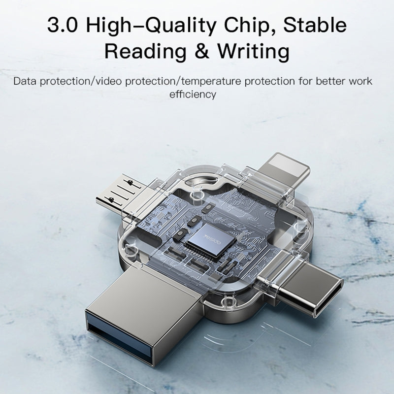 Externá pamäť USB-A 3.0 / Lightning / USB-C / microUSB Yesido FL15, 128Gb