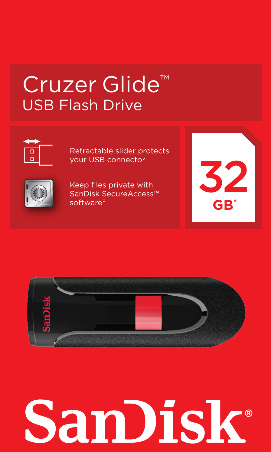 Externá pamäť USB-A SanDisk Cruzer Glide, 32Gb SDCZ60-032G-B35