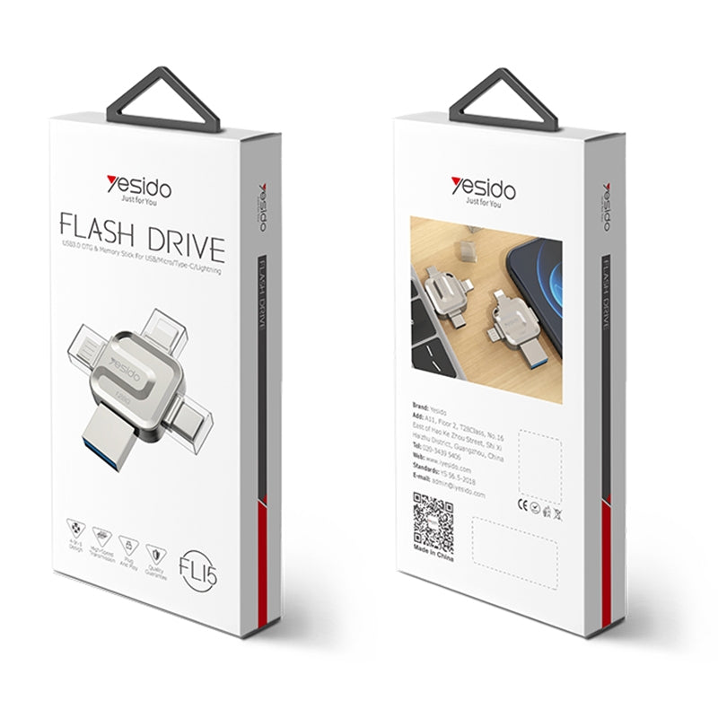 Externá pamäť USB-A 3.0 / Lightning / USB-C / microUSB Yesido FL15, 64Gb