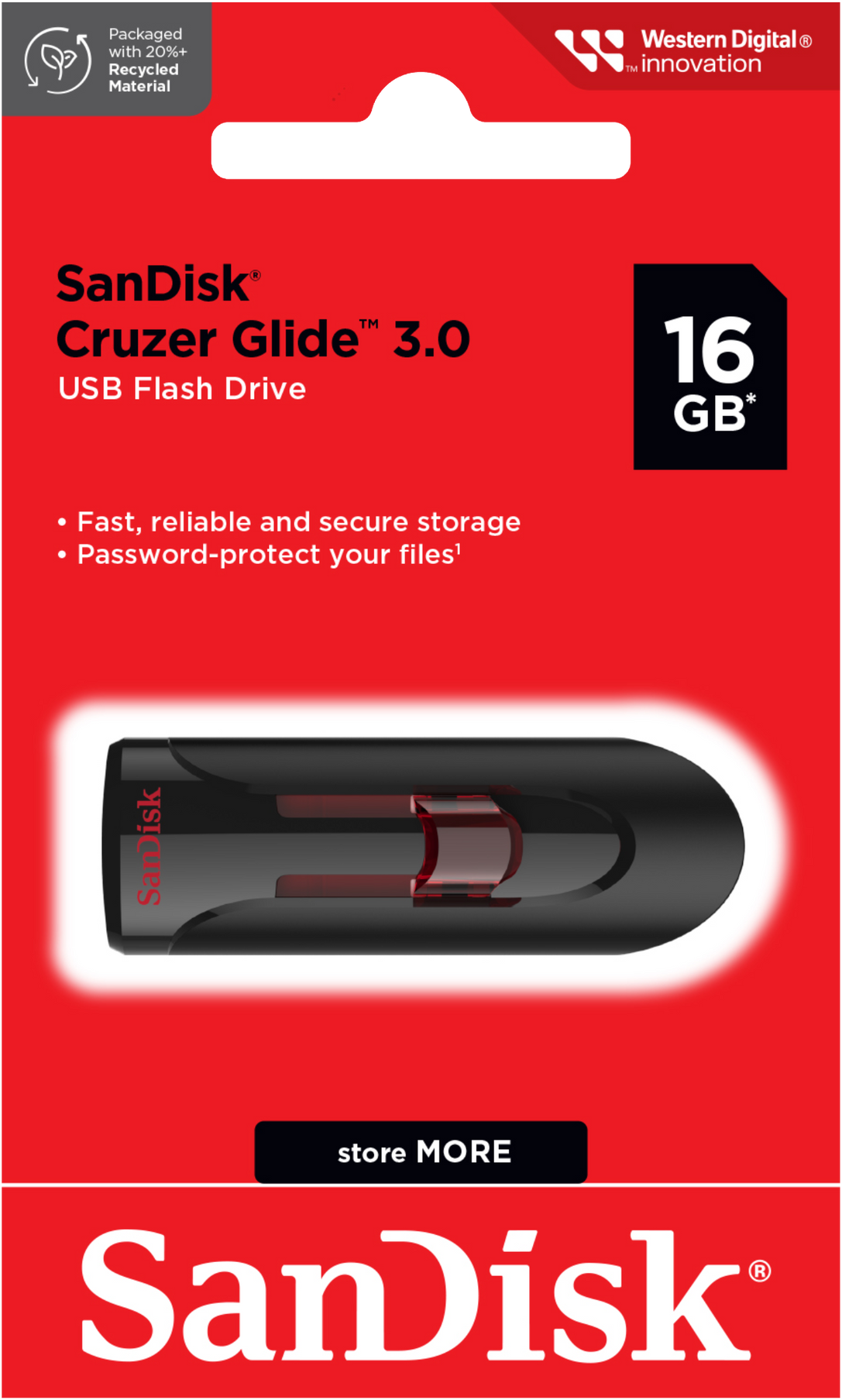 Externá pamäť USB-A 3.0 SanDisk Cruzer Glide, 16Gb SDCZ600-016G-G35