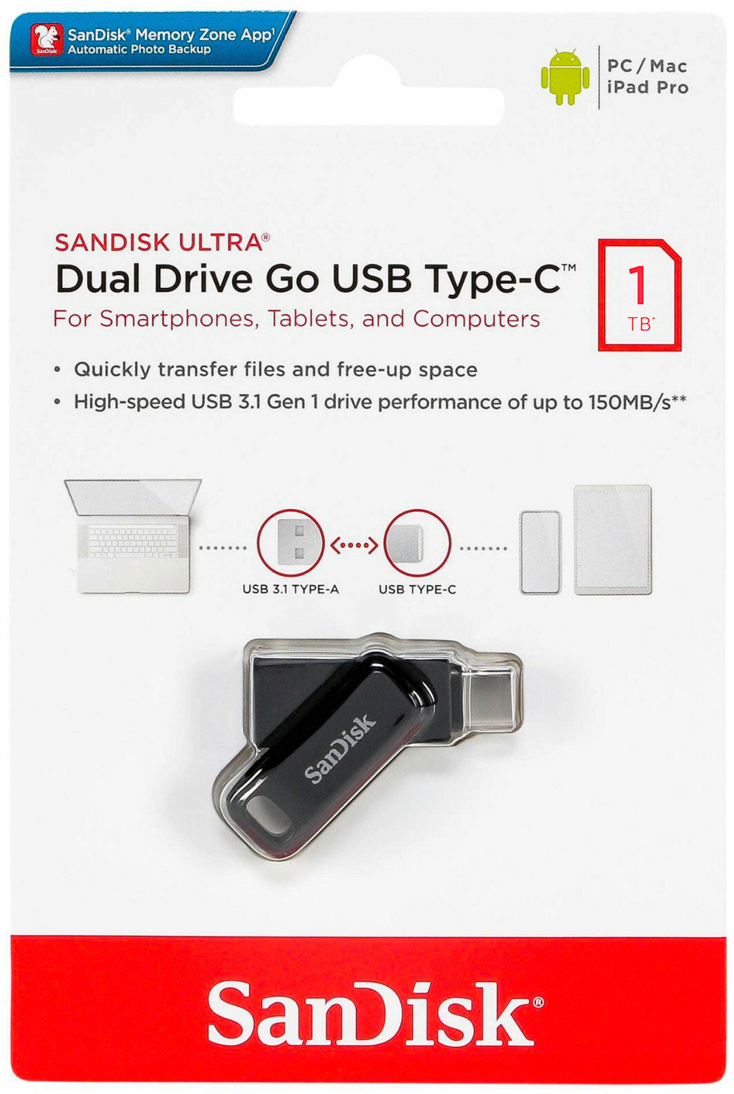 Externá pamäť USB-A 3.2 / USB-C SanDisk Ultra Dual Go, 1TB SDDDC3-1T00-G46
