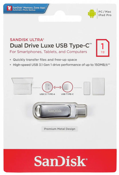 Externá pamäť USB-A 3.2 / USB-C SanDisk Ultra Luxe Dual Drive, 1TB SDDDC4-1T00-G46