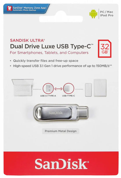 Externá pamäť USB-A 3.2 / USB-C SanDisk Ultra Luxe Dual Drive, 32Gb SDDDC4-032G-G46