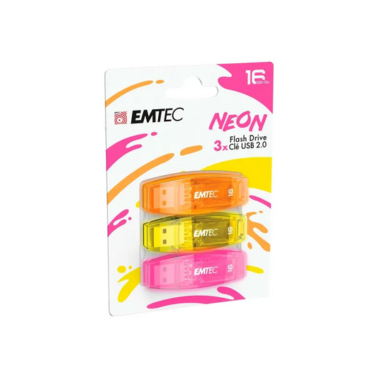Externá pamäť USB-A Emtec C410 Neon, 16Gb, Sada 3 kusy ECMMD16GC41