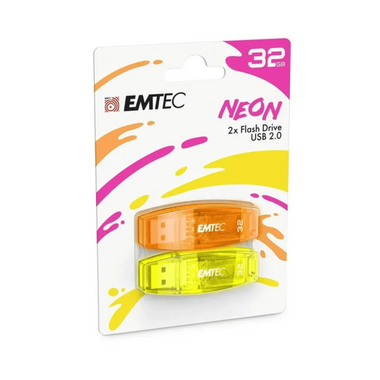 Externá pamäť USB-A Emtec C410 Neon, 32Gb, Sada 2 kusy ECMMD32GC41