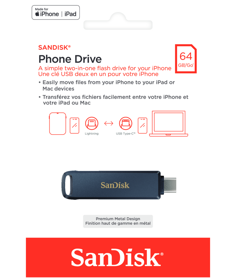 Externá pamäť USB-C / Lightning SanDisk Phone Drive, 64Gb SDIXD0N-064G-GN6NN