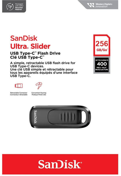 SanDisk Ultra Slider USB-C External Memory, 256Gb SDCZ480-256G-G46