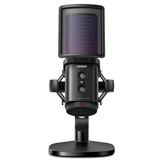 Kardioidný mikrofón UGREEN CM581 (65629), RGB, USB-C, 1.5m, čierny