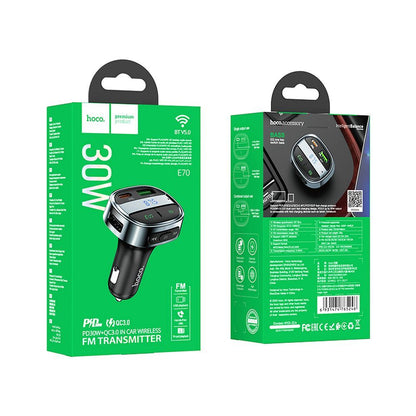 FM Bluetooth modulátor HOCO E70, 1 x USB-A - 1 x USB-C - microSD